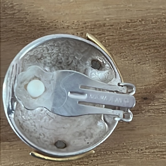 80’s Norma jean gold stars silver toned round clip on earrings - Picture 4 of 5